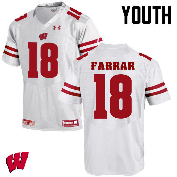 Youth Wisconsin Badgers #21 Arrington Farrar College Football Jerseys-White - Click Image to Close